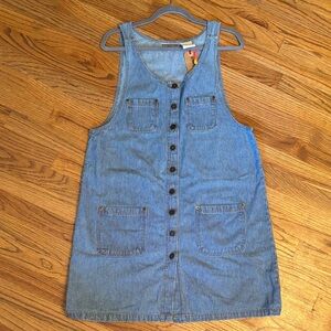 Vintage Denim Striped Button-Down Dress